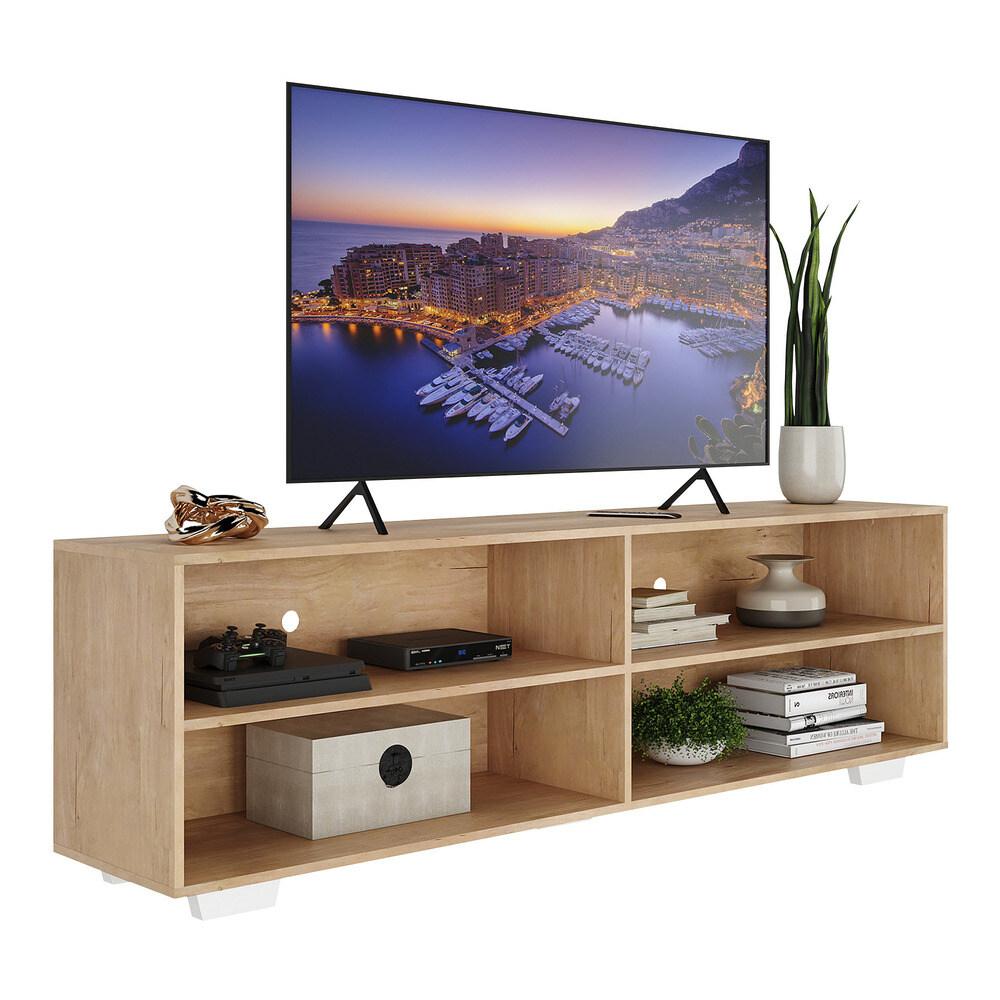 Rack Tv 75&quot; Com Pés Jazz Multimóveis V1018 Rustic/branco