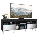Rack Tv 65" Retrô Com Espelho 2 Portas Paris Multimóveis V3332 Preto/branco