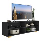 Rack Tv 75&quot; Com Pés Jazz Multimóveis V1018 Preto/natural
