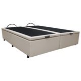 Base Box Baú Para Cama Casal King 192x203cm Bipartido Liz S05 Sintético Bege - Mpozenato