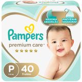 Fralda Pampers Premium Care Pacote Mega Tamanho P 40 Fraldas Descartáveis