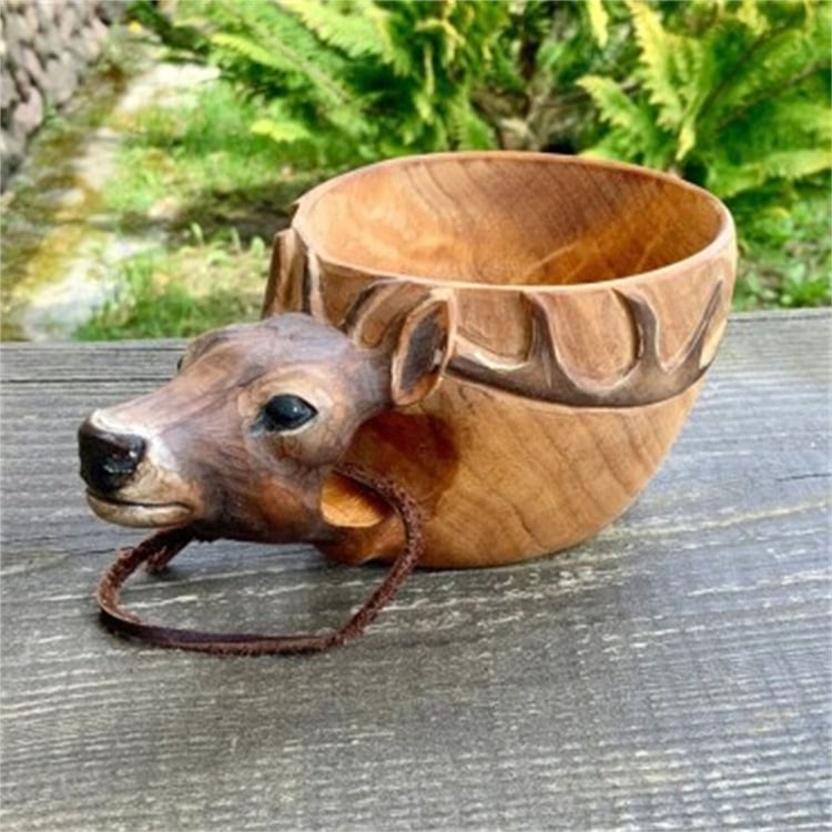 Camping Animal Wooden Bowl, Copo De Água Animal Água Ao Ar Livre