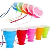 5 Pacote De Silicone Copo De Água De Viagem Dobrável, Copo De Camping Portátil Com Tampas Canecas De Grau De Comida Definidas Para Beber Ao