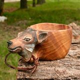 Camping Animal Wooden Bowl, Copo De Água Animal Água Ao Ar Livre