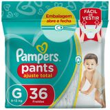 Fralda Pampers Pants Ajuste Total Tamanho G Com 36 Fraldas Descartáveis