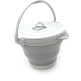 10l (2.64gallon) Balde De Pesca Dobrável Com Tampa De Bloqueio - Banheira Redonda Dobrável - Balde De Água De Plástico Portátil - Pote De Ág