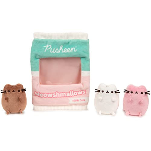 Gund Pusheen Meowshmallows Saco De Guloseimas Com Mini Pelúcia Removível, Animais De Pelúcia Para Idades Iguais A 8 E Acima, Rosa / Verde, 7