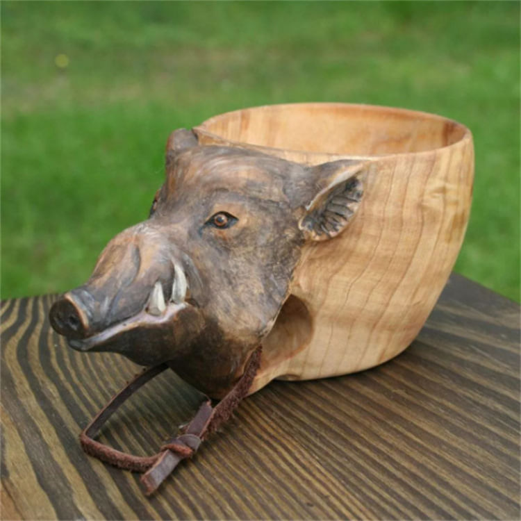 Camping Animal Wooden Bowl, Copo De Água Animal Água Ao Ar Livre