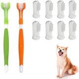 Limpador De Dentes De Cachorro, Escova De Dentes De Estimação, 2 Peças Tripla Escova De Dentes Ko Com 8 Pedaços De Gel De Sílica De Dedo Mac