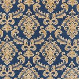 Papel de parede Damask Azul com Cobre