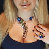Melhor Lady Bohemian Crystal Beads Cuff Colar Choker Neckla