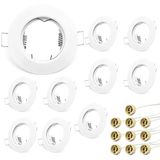 Conjunto De 10 Quadros De Holofotes Gu10 Definidos, Quadro De Montagem Embutido Branco Redondo Para Lâmpadas Halógenas Módulo Led Gu10 Mr16,