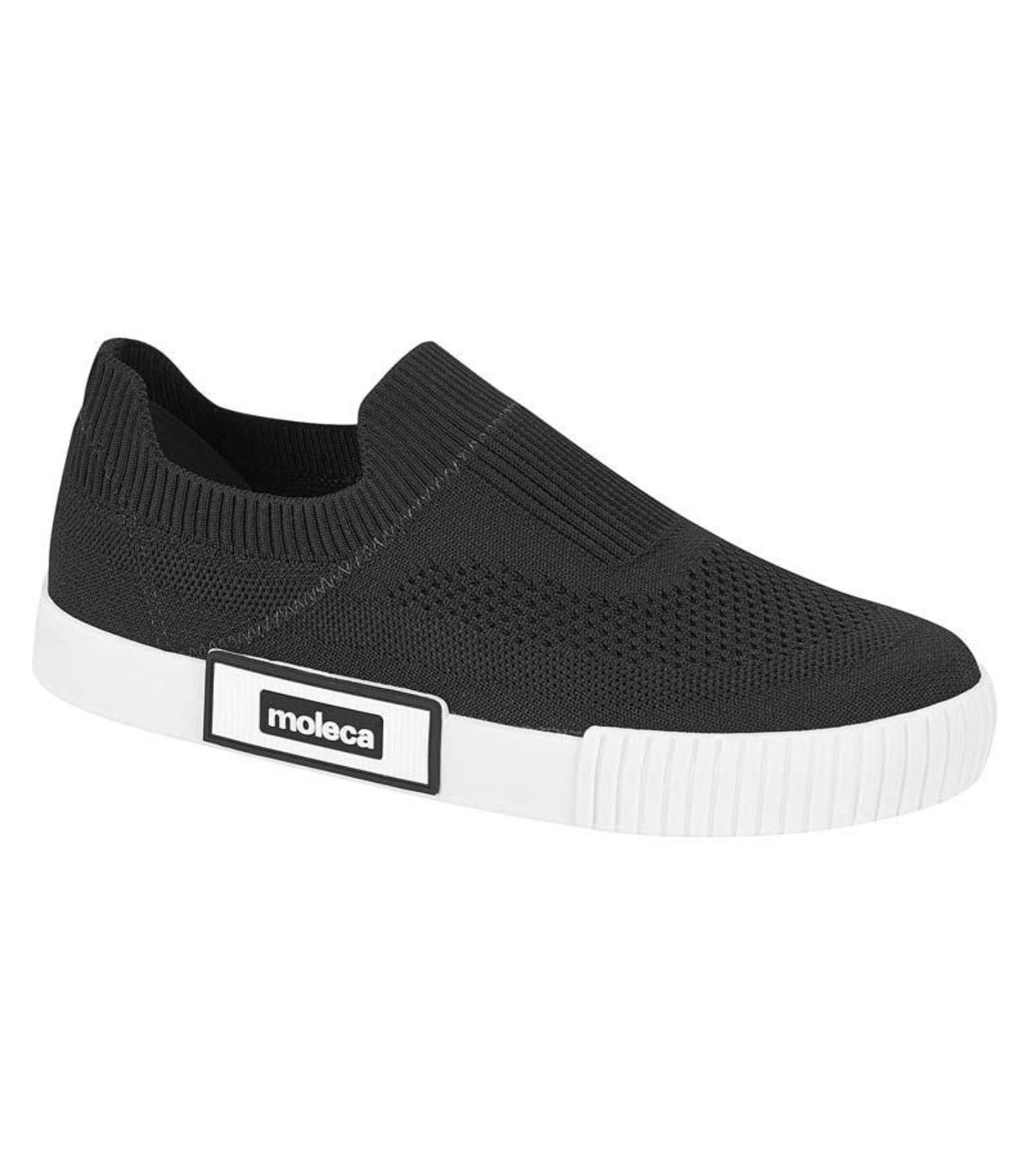 Tênis Feminino Slip On Em Knit Moleca Preto 35