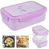 Salada Bento Box, 1400 Ml Kid Bento Box, Caixa De Salada Infantil Adulta, 3 Compartimentos, Lancheira Infantil Com Garfo, Para Piquenique, E