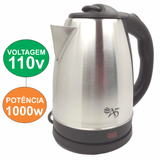 Chaleira Elétrica Jarra Térmica Bule Garrafa Living Aço Inox 1,8 Litros 1000w Potência Desliga Automatico 127v (110v)