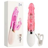 Vibrador Rotativo Jack Rabbit Igox Em Jelly Recarregável Cor: Rosa