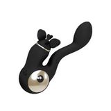 Vibrador Feminino Com Estimulador Clitoriano Rotativo Preto - Tina Kiss