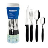 Jogo de Talher Faqueiro Ipanema Aço Inox 24 Peças Tramontina Cor: Preto