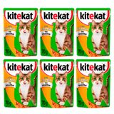 Kit 6 Ração Para Gatos Kitekat Adulto Sabor Frango Ao Molho 70g