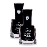 Esmalte Risqué Diamond Gel Cor Preto Caviar 9,5ml | Kit Com Duas Unidades