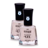 Esmalte Risqué Diamond Gel Cor Branco Camafeu 9,5ml | Kit Com Duas Unidades