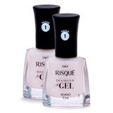 Esmalte Risqué Diamond Gel Cor Chá Branco 9,5ml | Kit Com Duas Unidades