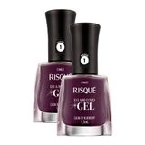 Esmalte Risqué Diamond Gel Cor Calda De Blueberry 9,5ml | Kit Com Duas Unidades