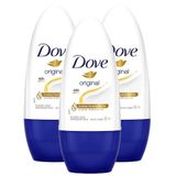 Kit 3x 50ml Desodorante Antitranspirante Roll-on Dove Original