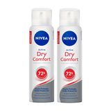 Kit 2 Desodorante Antitranspirante Aerosol Nivea Dry Comfort 150ml