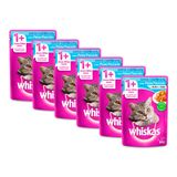 Kit 6 Ração Para Gatos Whiskas Para Gatos Castrados Sabor Peixe 85g