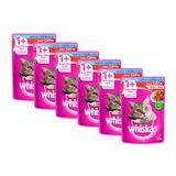 Kit 6 Ração Para Gatos Whiska Para Gatos Castrados Sabor Carne 85g