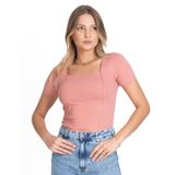 Blusa Canelada Feminina Select Rosa G