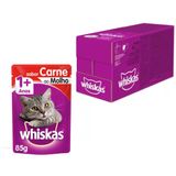 Caixa 20un Ração Úmida Whiskas Sachê Gatos Adultos Carne Ao Molho 85g