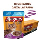 Caixa 18un Ração Úmida Sachê Magnus Cat Gatos Filhotes Carne 85g