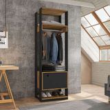 Guarda-roupa Closet Titan 1 Pt Preto E Freijó