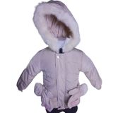 Jaqueta Puffer Femenina Com Luva Cor:bege Tm: 2-3 Anos