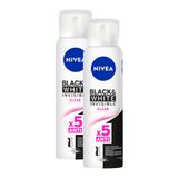 Kit 2 Desodorante Antitranspirante Aerosol Nivea Invisible Black &amp; White Clear 150ml