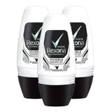 Desodorante Antitranspirante Rexona Men Invisible Roll-on 50ml | Kit Com Três Unidades