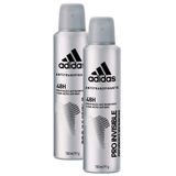 Kit 2 Desodorante Adidas Pro Invisible Aerosol Antitranspirante Masculino 48h 150ml