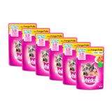 Kit 6 Ração Para Gatos Whiskas Filhotes 2-12 Meses Sachê Sabor Frango Ao Molho 85g