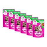 Kit 6 Ração Para Gatos Whiskas Adulto 1+ Anos Sachê Sabor Cordeiro Ao Molho 85g