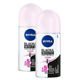 Kit 2x 50ml Desodorante Nivea Invisible For Black &amp; White Clear Roll-on Antitranspirante 48h