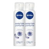 Kit 2x Desodorante Antitranspirante Aerosol Nivea Sem Perfume 150ml