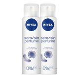 Kit 2x Desodorante Antitranspirante Aerosol Nivea Sem Perfume 150ml