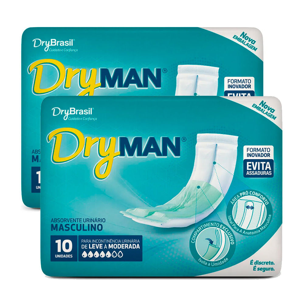 Absorvente Masculino Dry Man 10 Unidades | Kit Com Duas Unidades