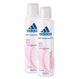 Kit 2 Desodorante Adidas Control Ultra Proteção Aerosol Antitranspirante 48h 150ml