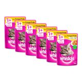 Kit 6 Ração Para Gatos Whiskas Adulto 1+ Anos Sachê Sabor Frango Ao Molho 85g