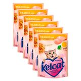 Ração Úmida Para Gatos Kelcat Sabor Frango Com Brócolis E Linhaça Em Sachê 85g | Kit Com Seis Unidades