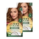 Tintura Soft Color Sem Amônia Marrom Dourado 77 Kit | Kit Com Duas Unidades