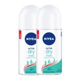 Kit 2x 50ml Desodorante Nivea Active Dry Fresh Roll-on Antitranspirante Feminino 48h